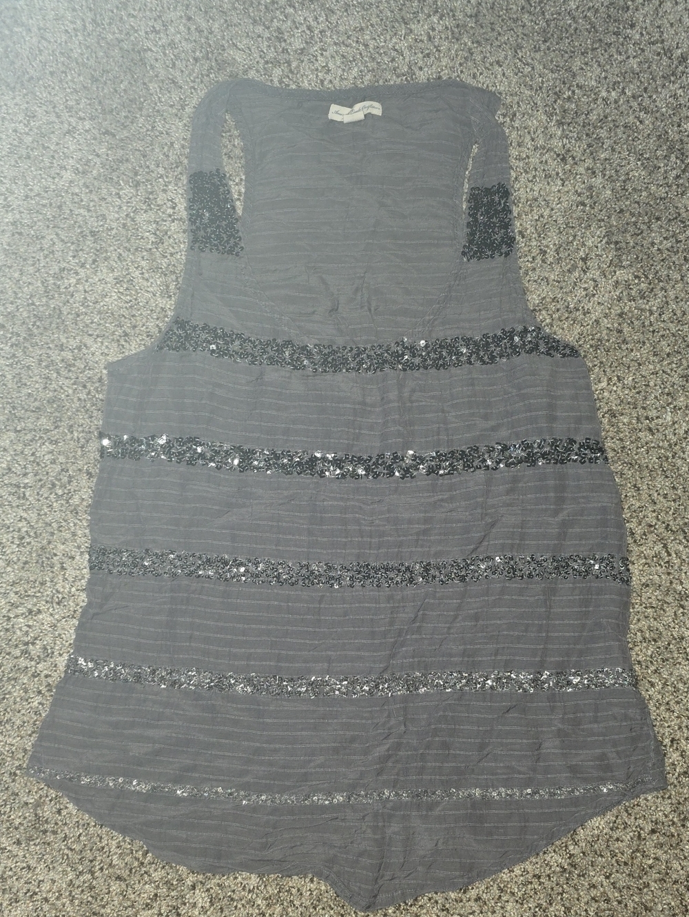 American Eagle Outfitters Black Sequin Stripe Racerback Tank